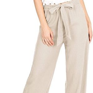 Ambiance Apparel Women's Juniors Wide Leg Spring Linen Pants